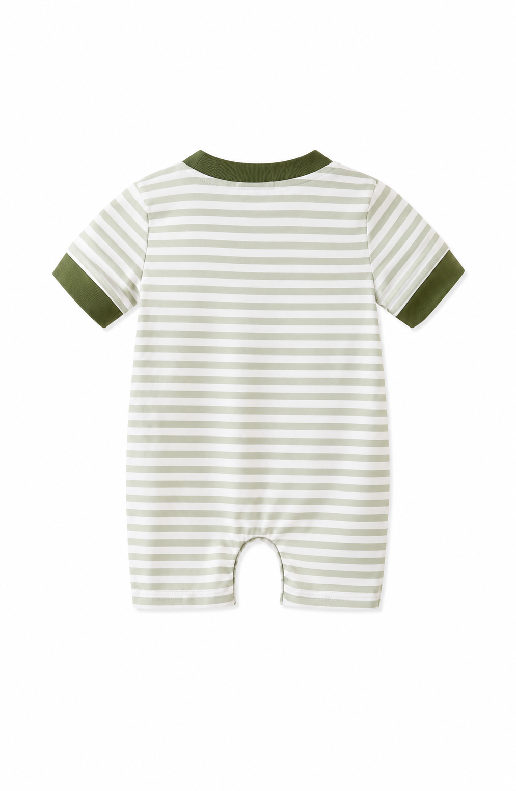 Green Duck Embroidered Stripe Romper