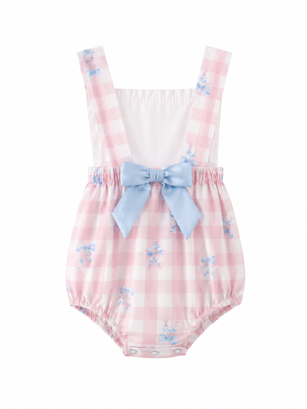 Pink Gingham Bow Print Lace Bubble