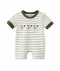 Green Duck Embroidered Stripe Romper