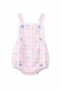 Pink Gingham Bow Print Lace Bubble